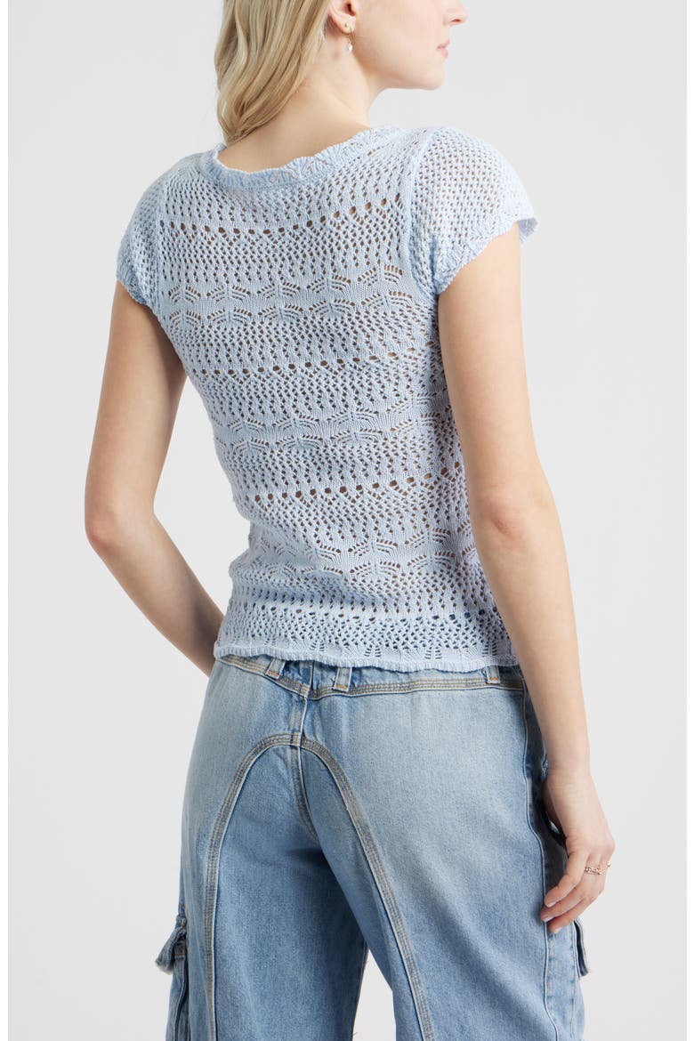 Cotton Pointelle T-Shirt, Alternate, color, BLUE BIRD