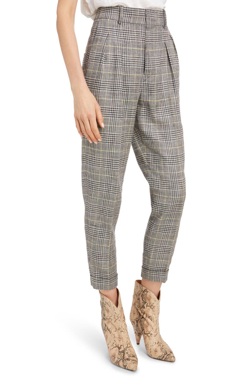 Isabel Marant Linen & Silk Blend Pleated Pants, Alternate, color, 