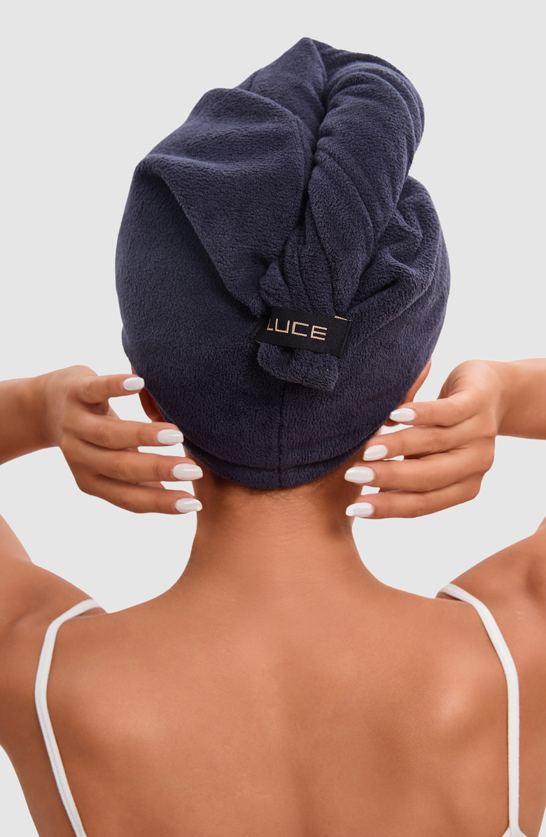 LUCE BEAUTY Adjustable Ultra-Absorbent Hair Towel Wrap, Alternate, color, Black