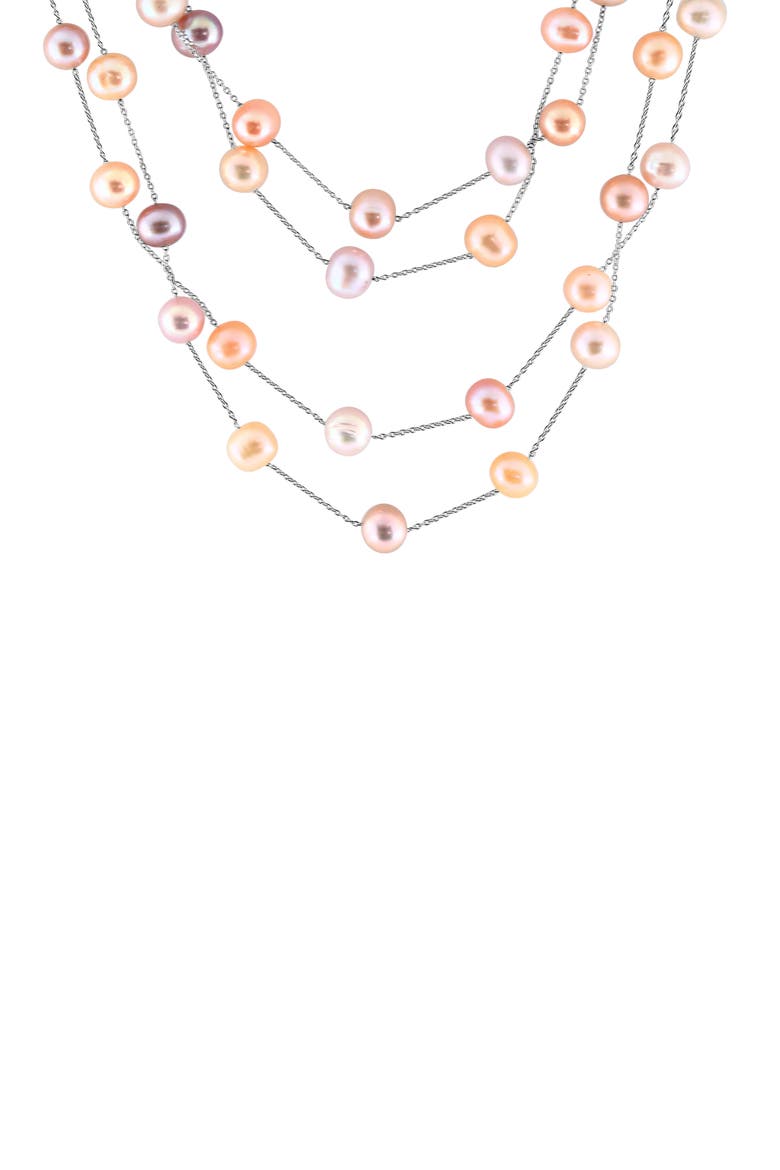 Sterling Silver Freshwater Pearl Necklace, Main, color, SILVER