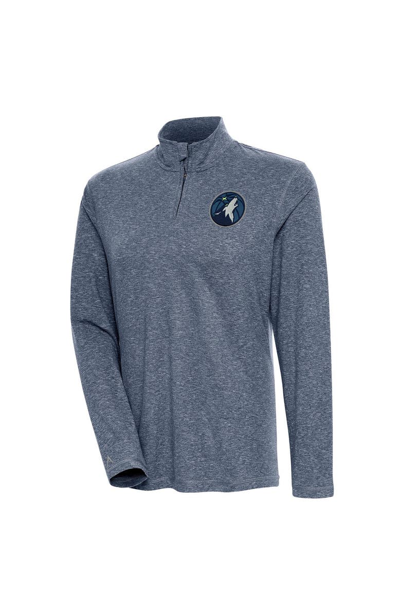 ANTIGUA Women's Antigua  Heather Navy Minnesota Timberwolves Confront Quarter-Zip Pullover Top, Alternate, color, 