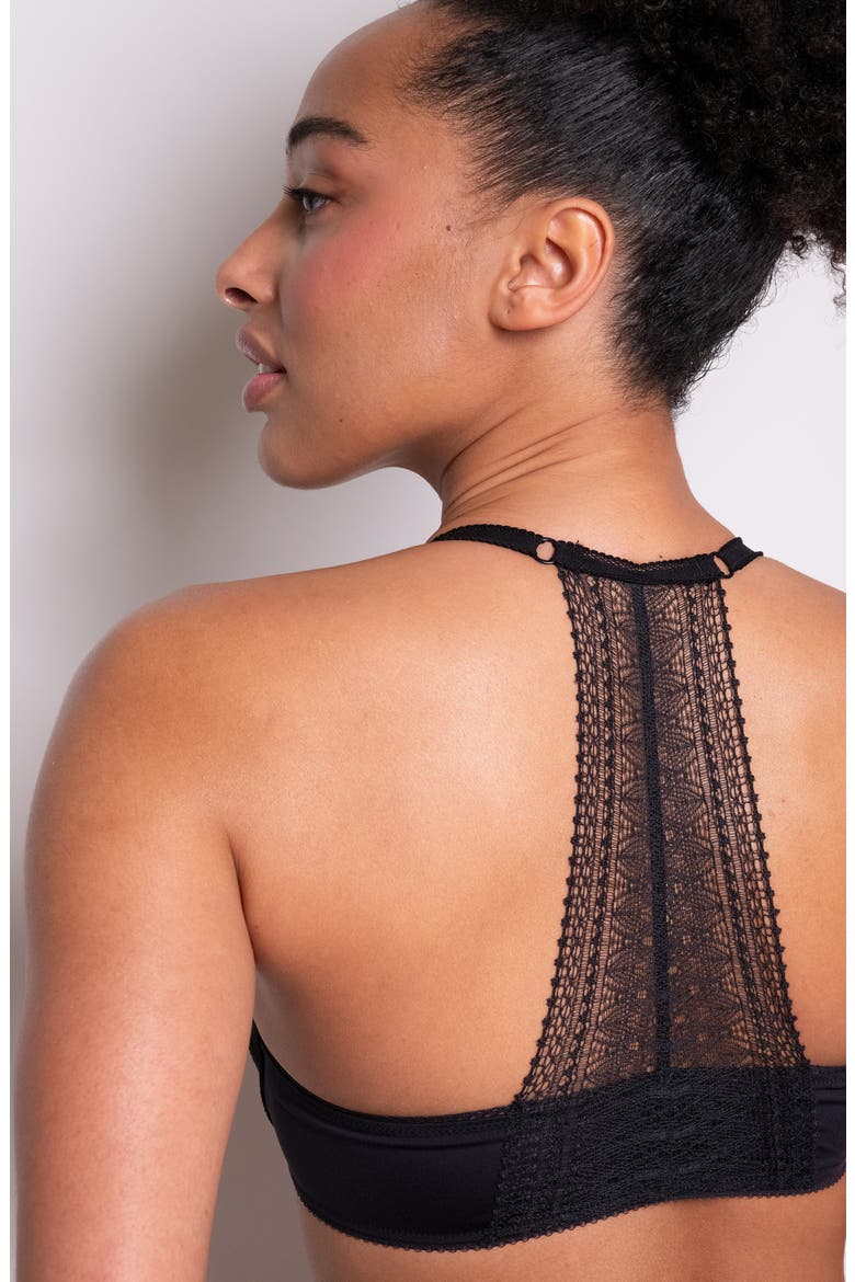 Leila Underwire T-Back Push-Up Bra, Alternate, color, BLACK