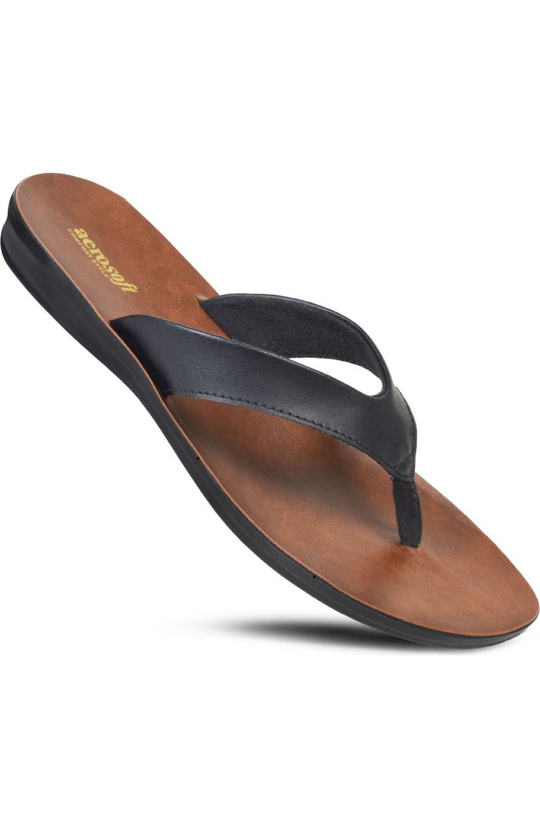 AEROSOFT Capri Comfortable Flip-Flop, Main, color, Black