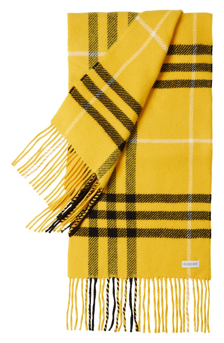 Burberry Tartan Check Wool & Cashmere Fringe Scarf, Alternate, color,