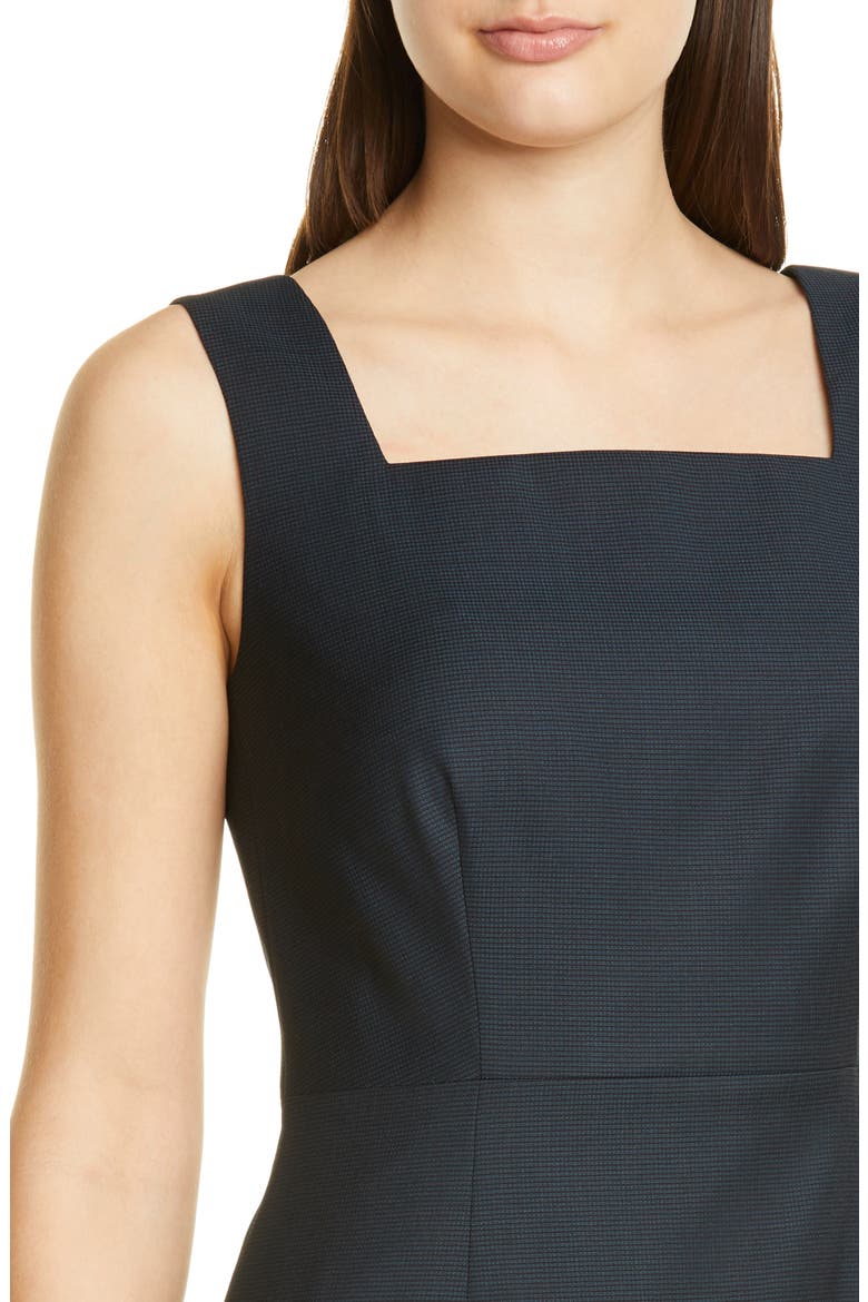 Digela Dark Emerald Patterned Wool Sheath Dress, Alternate, color, DARK EMERALD MINI PATTERN