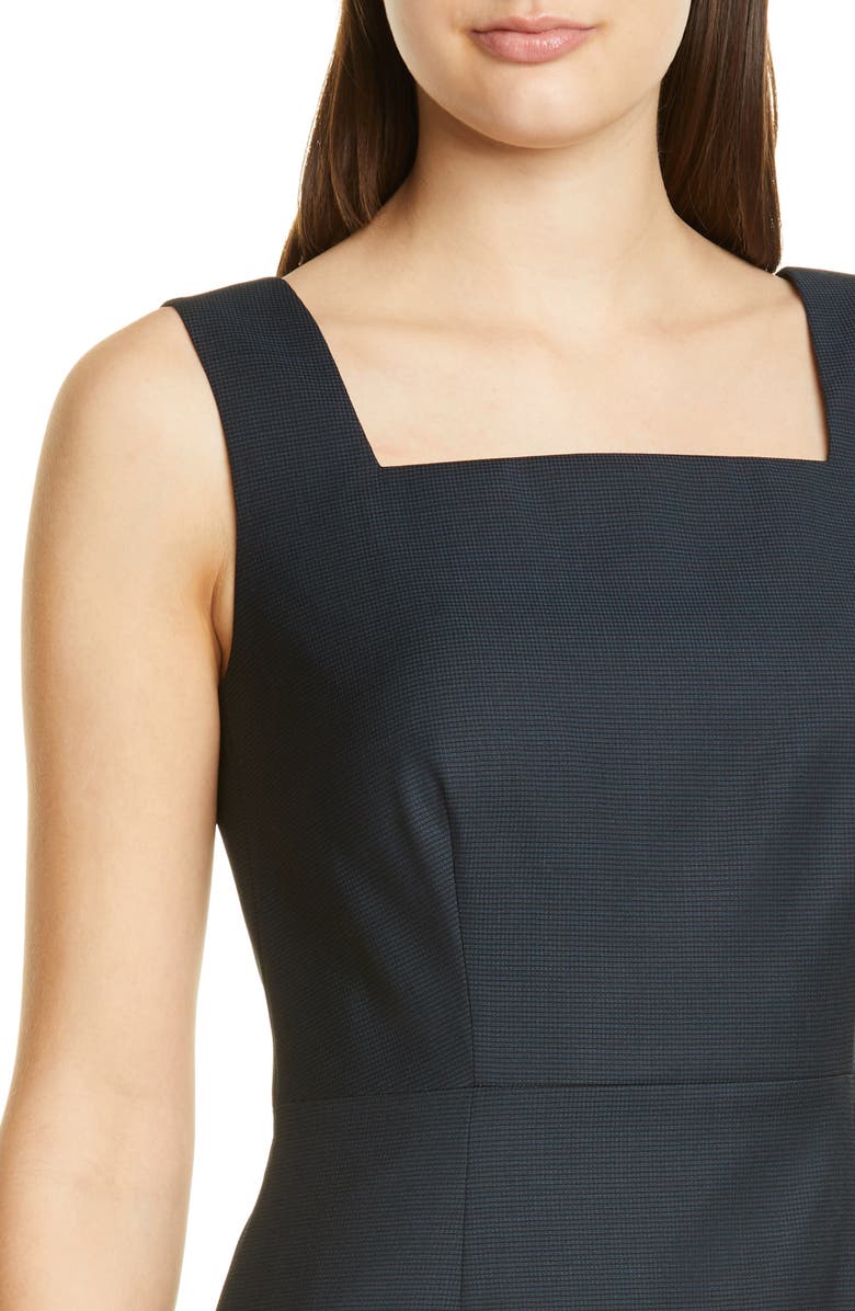 BOSS Digela Dark Emerald Patterned Wool Sheath Dress, Alternate, color, 