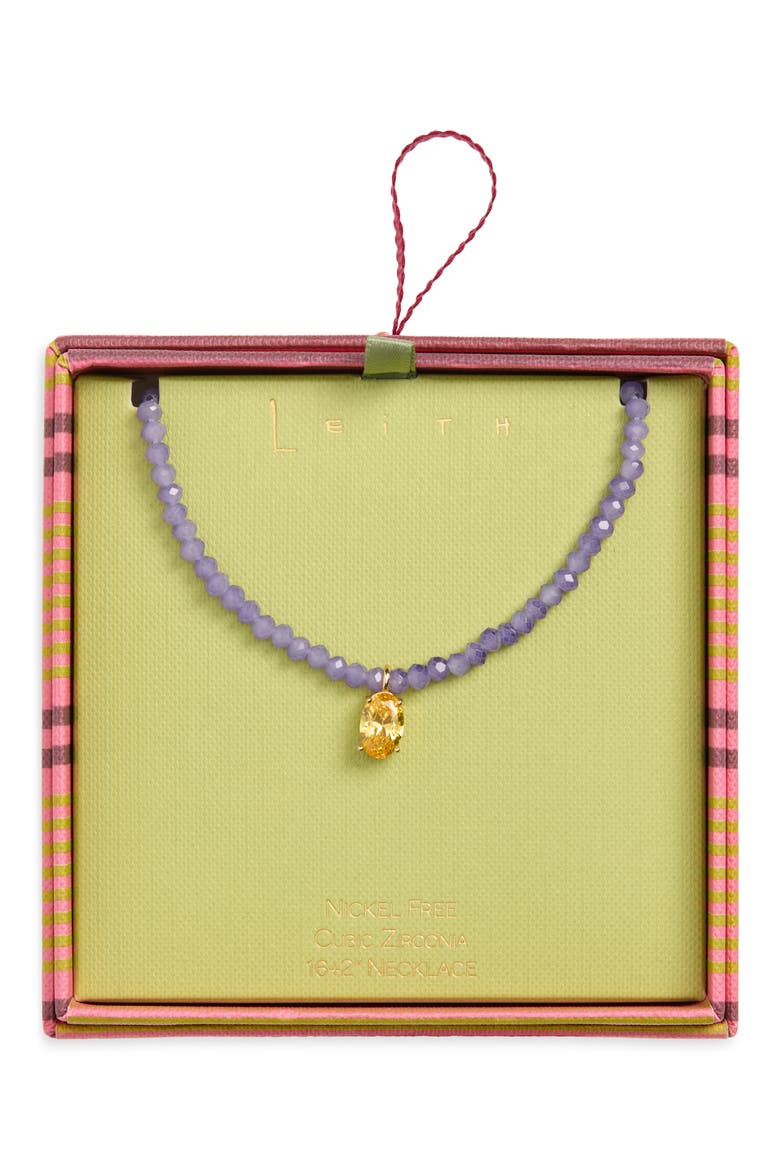 Oval Pendant Bead Necklace, Main, color, YELLOW- PURPLE- GOLD