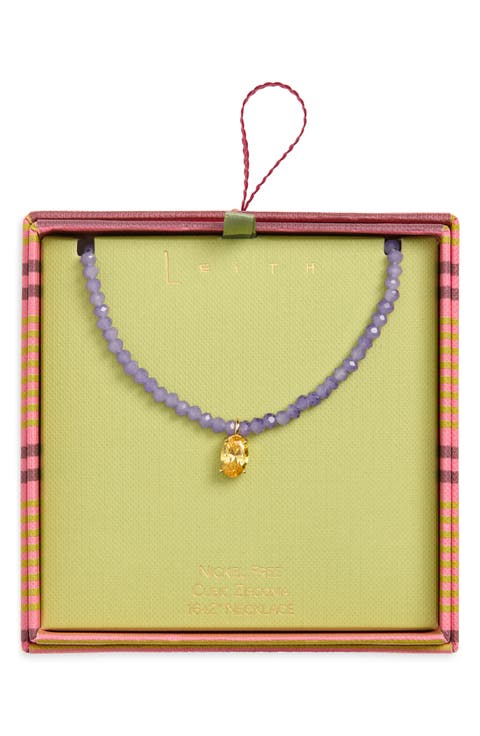 Oval Pendant Bead Necklace