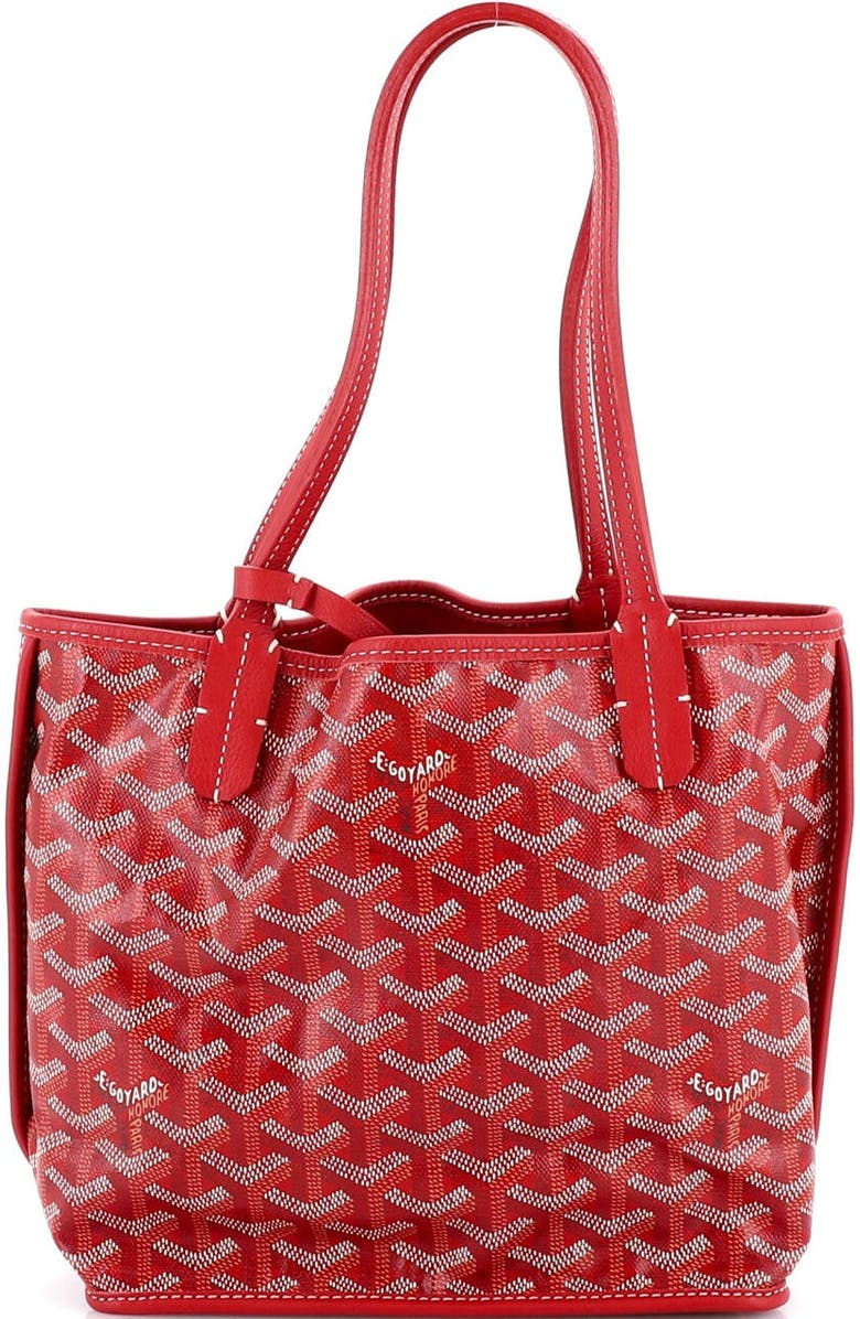 Pre-Owned Goyard Anjou Reversible Tote Coated Canvas Mini, Main, color, Red