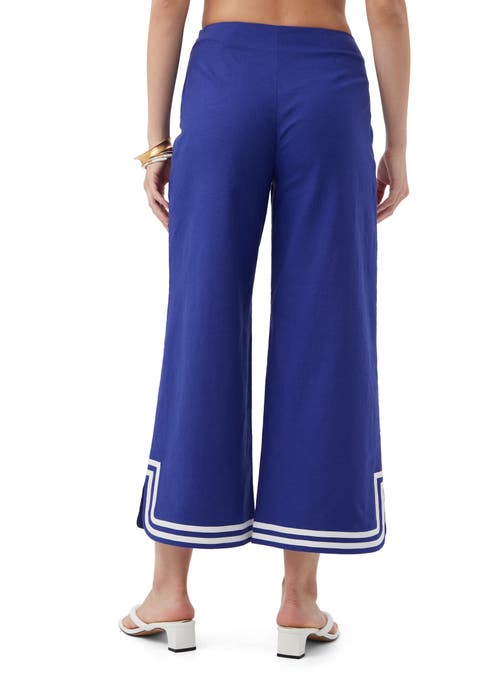 Trina Turk Abbey Linen Ankle Pant In Cobalt Cove