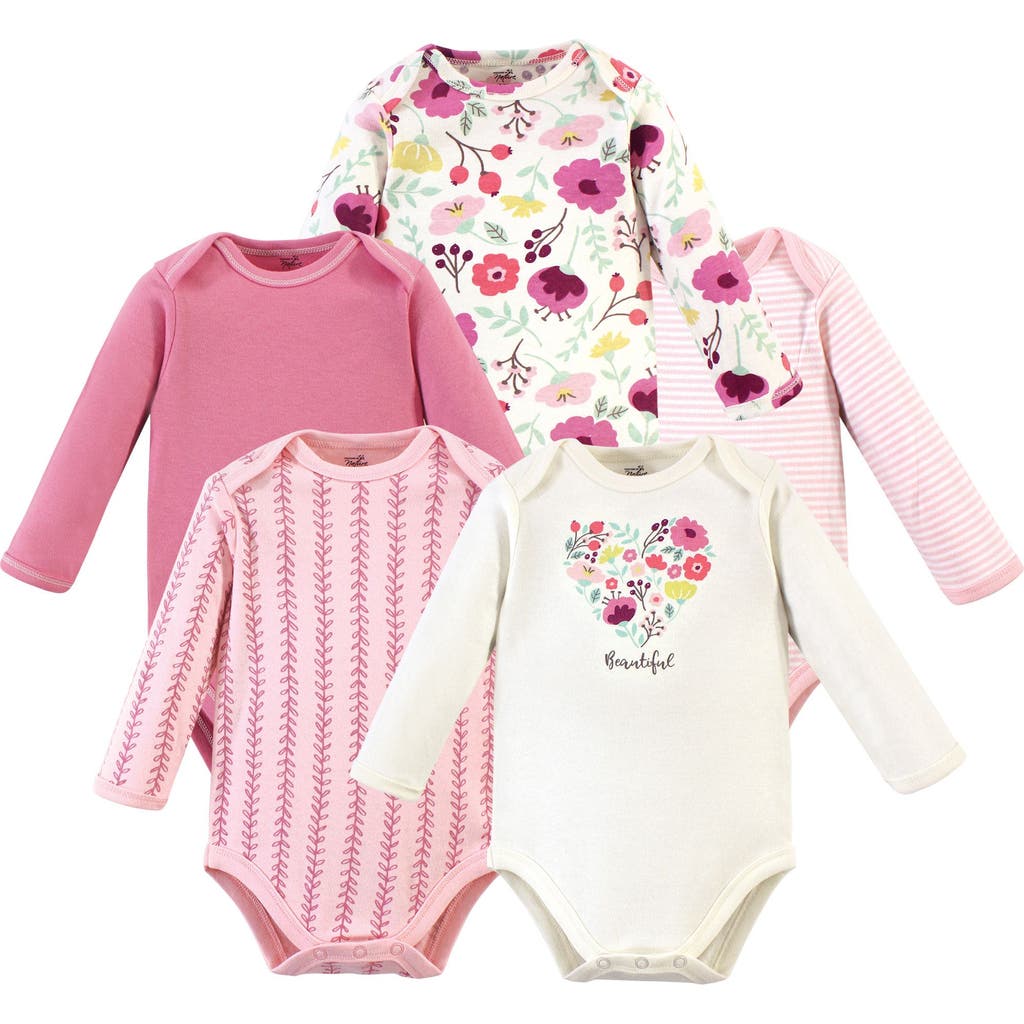 Touched By Nature Little Soft Organic Cotton Long-sleeve One-piece Essentials In Pink