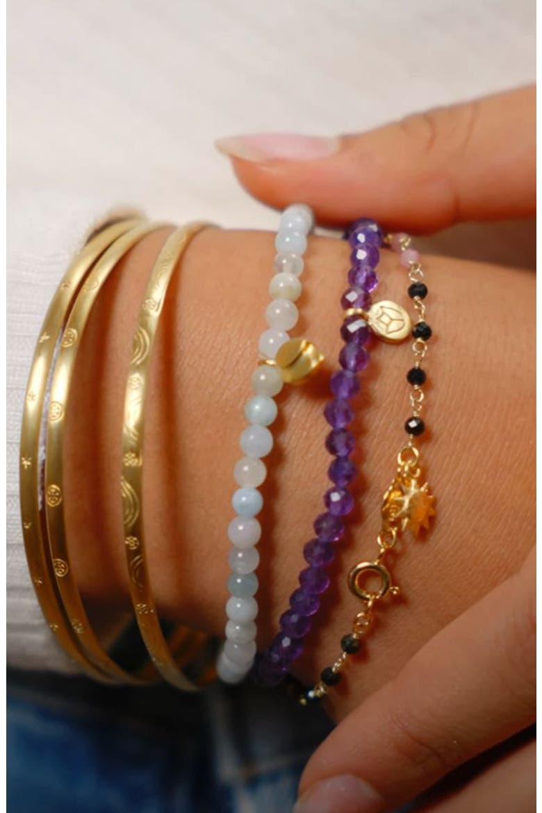 Tranquility Lotus Amethyst Gemstone Bracelet, Alternate, color, Purple