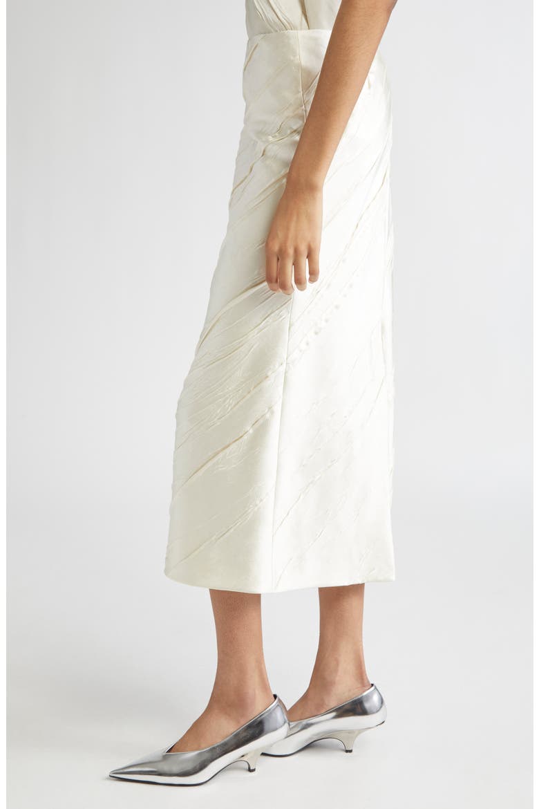Ruta Creased Satin Midi Skirt, Alternate, color, IVORY