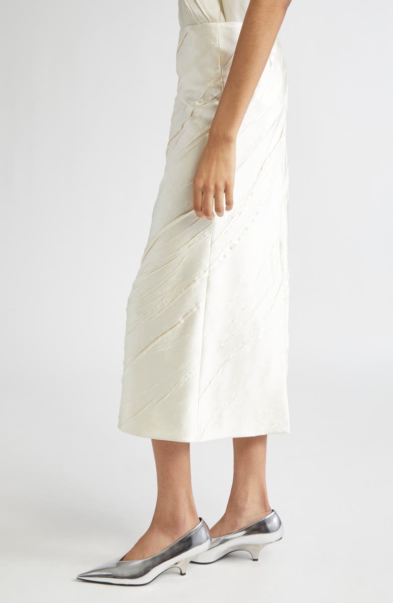 SPORTMAX Ruta Creased Satin Midi Skirt, Alternate, color, Ivory