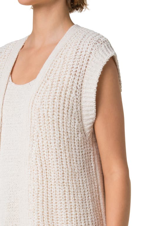 Akris Punto Summer Tweed Knit Open Long Vest In Cashew