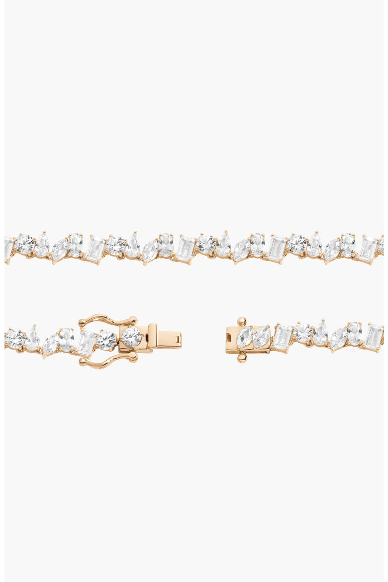 Lab Grown Sapphire Mixed Shape Tennis Necklace, Alternate, color, Yellow Gold Vermeil