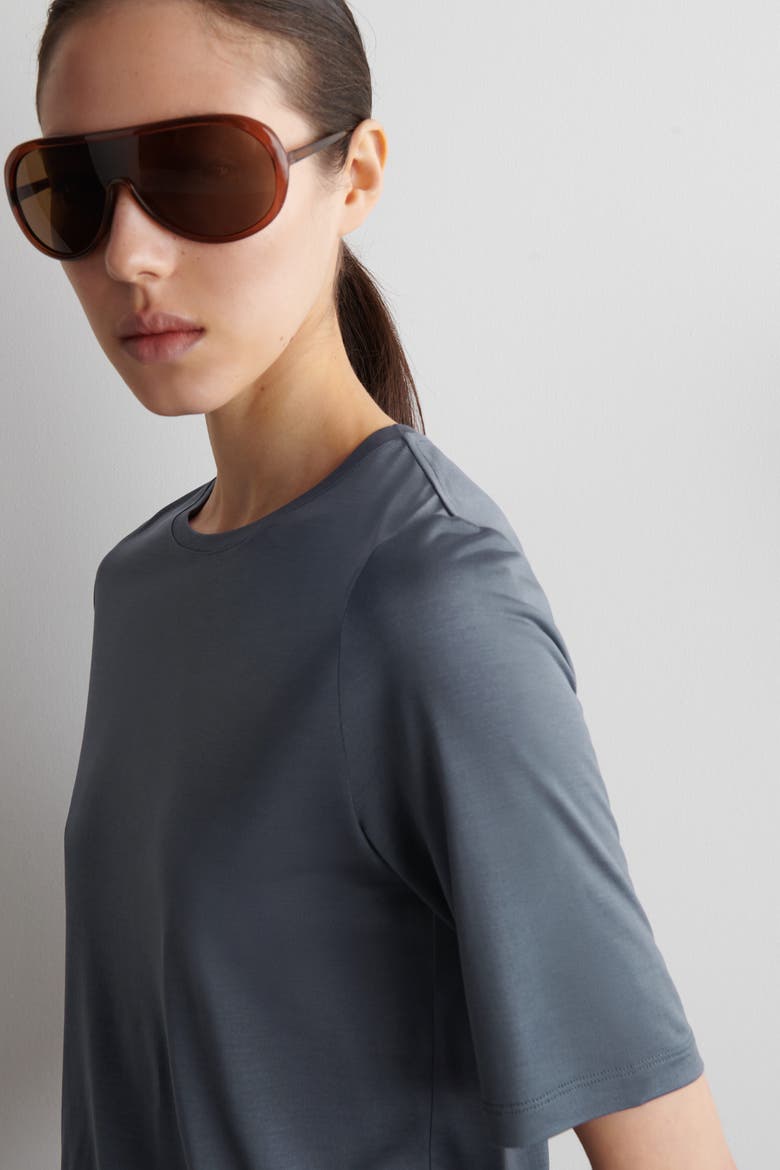 Fluid Silk T-shirt, Alternate, color, STEEL BLUE
