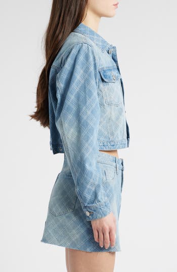 Lani Plaid Crop Denim Jacket