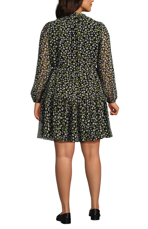 Lands' End Chiffon Above The Knee Adjustable Dress In Black