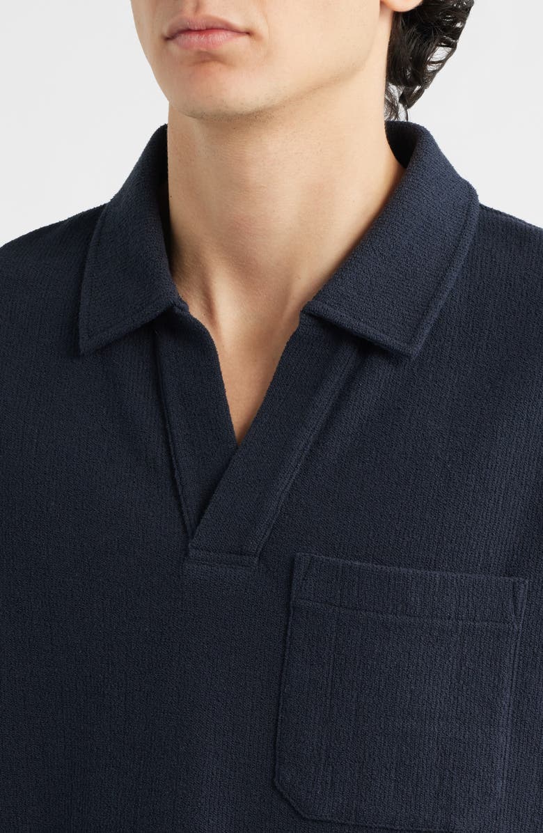FRAME Textured Cotton Blend Polo, Alternate, color, Dark Navy