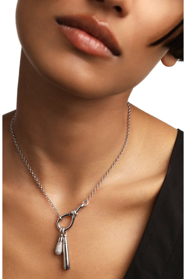 Large Drop  Pendant, Alternate, color, Silver