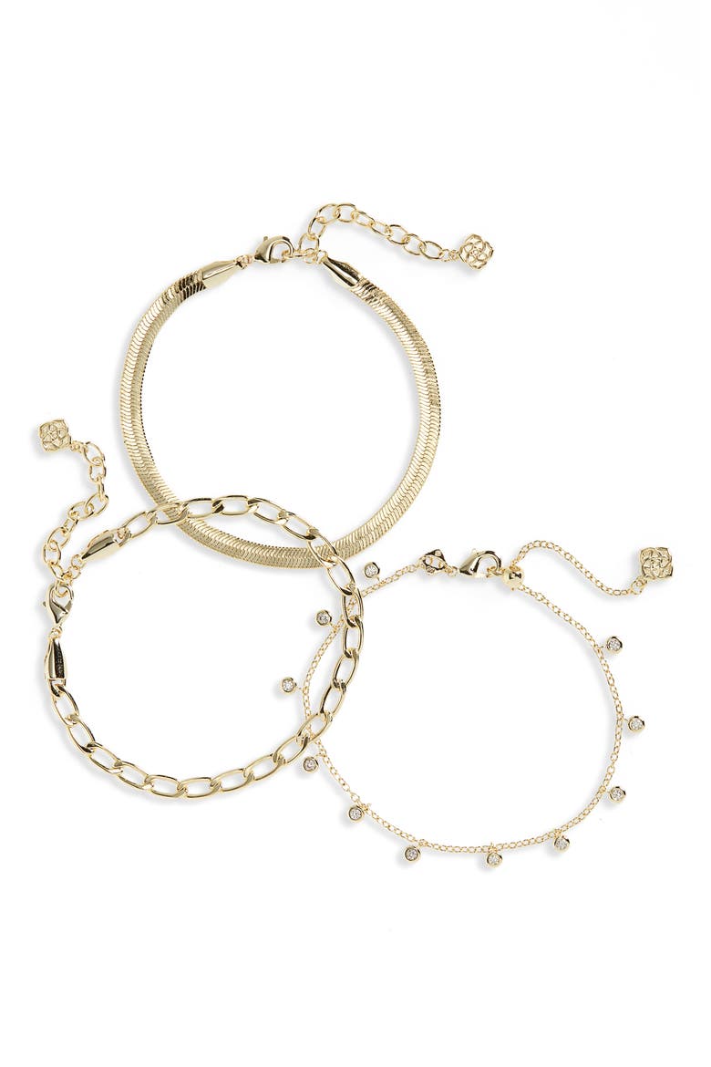 Kassie Set of 3 Chain Bracelets, Main, color, GOLD METAL