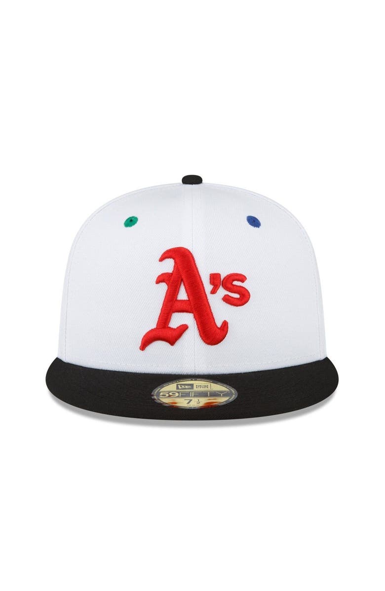 New Era Men's New Era White/Black Oakland Athletics 1973 World Series Primary Eye 59FIFTY Fitted Hat, Alternate, color, White