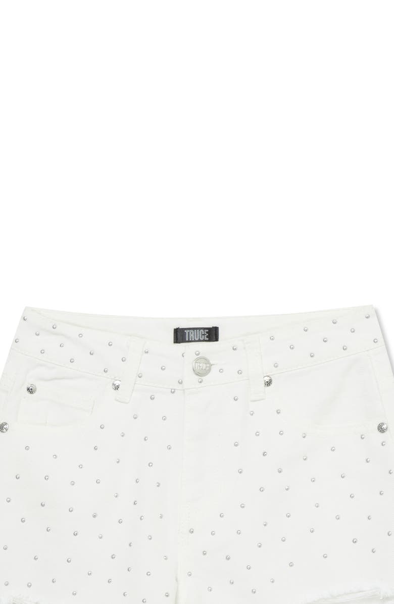 Truce Kids' Studded Denim Shorts, Alternate, color, Off-White