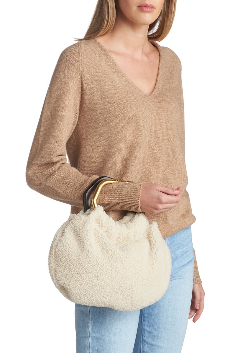 STAUD Camille Genuine Shearling Crossbody Bag, Alternate, color,