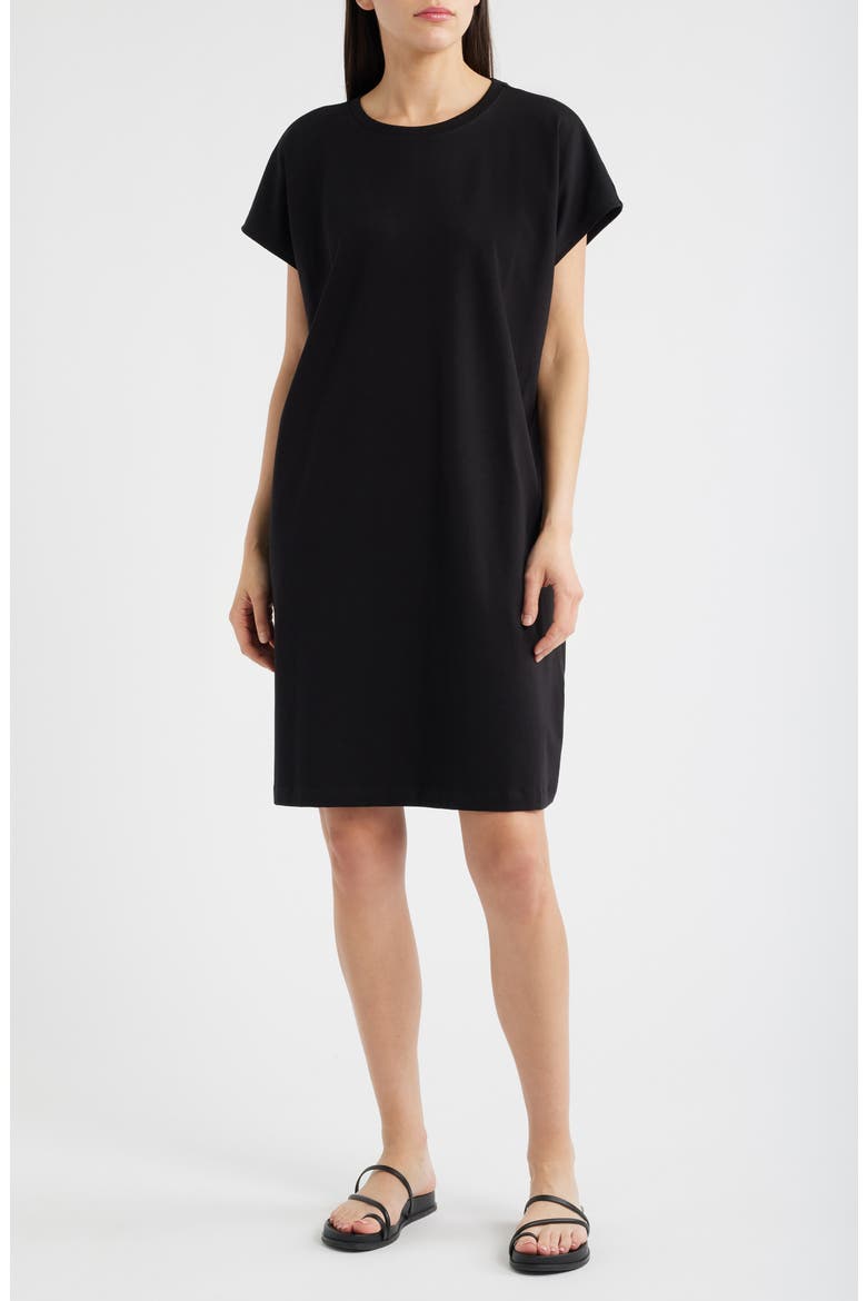 Crewneck T-Shirt Dress, Main, color, BLACK