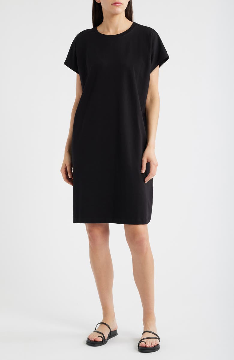 Eileen Fisher Crewneck T-Shirt Dress, Main, color, Black