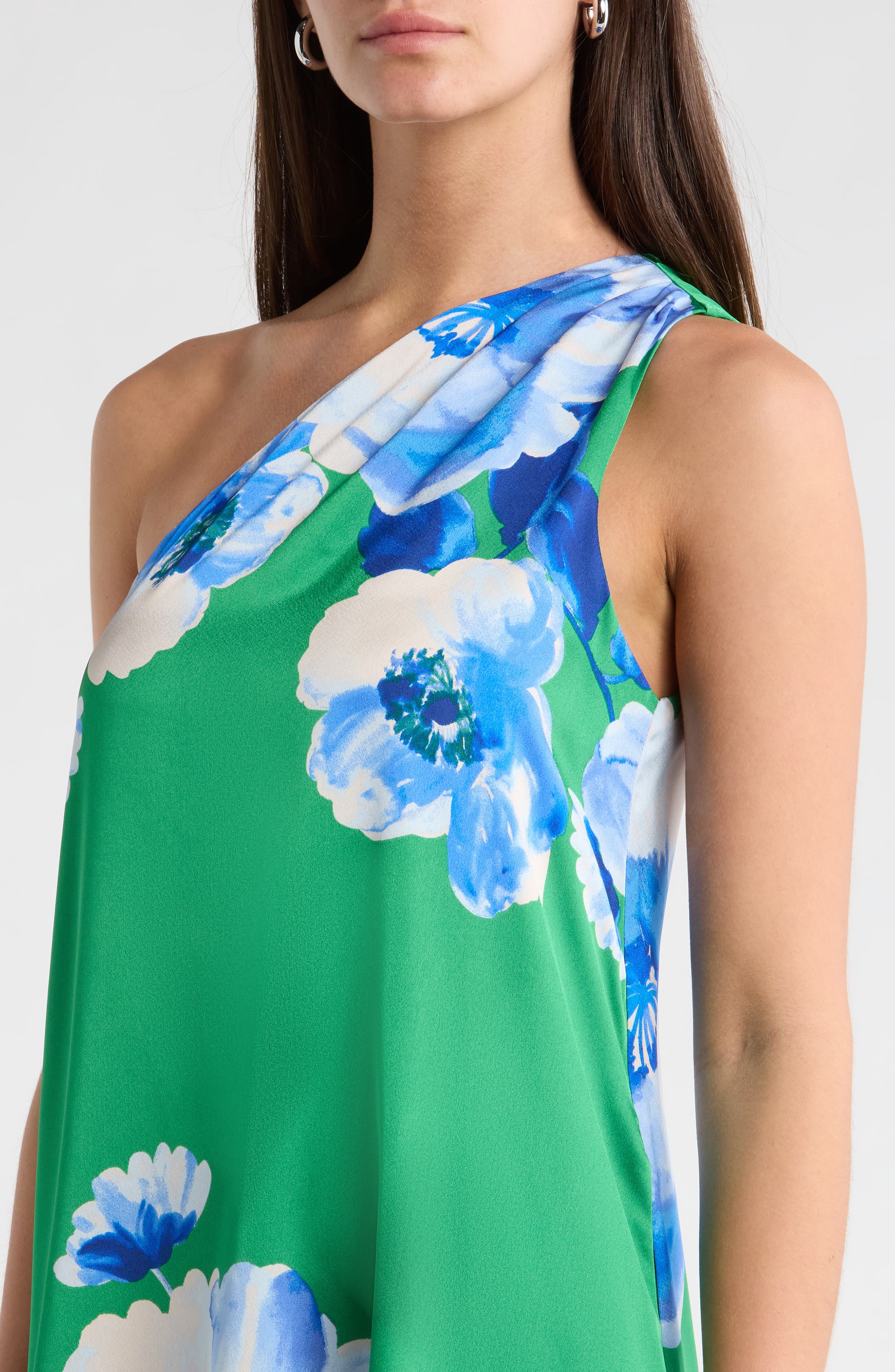 glena floral one shoulder maxi dress Sugarlips Plus Size Glena Floral Printed One-Shoulder Sleeveless Satin Maxi Dress, Womens, 3X, Pink/Orange Multi