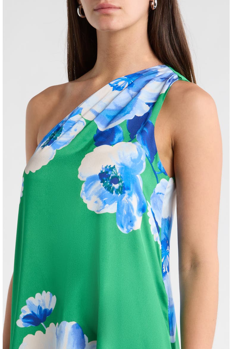 Glena Floral One-Shoulder Maxi Dress, Alternate, color, GREEN-BLUES