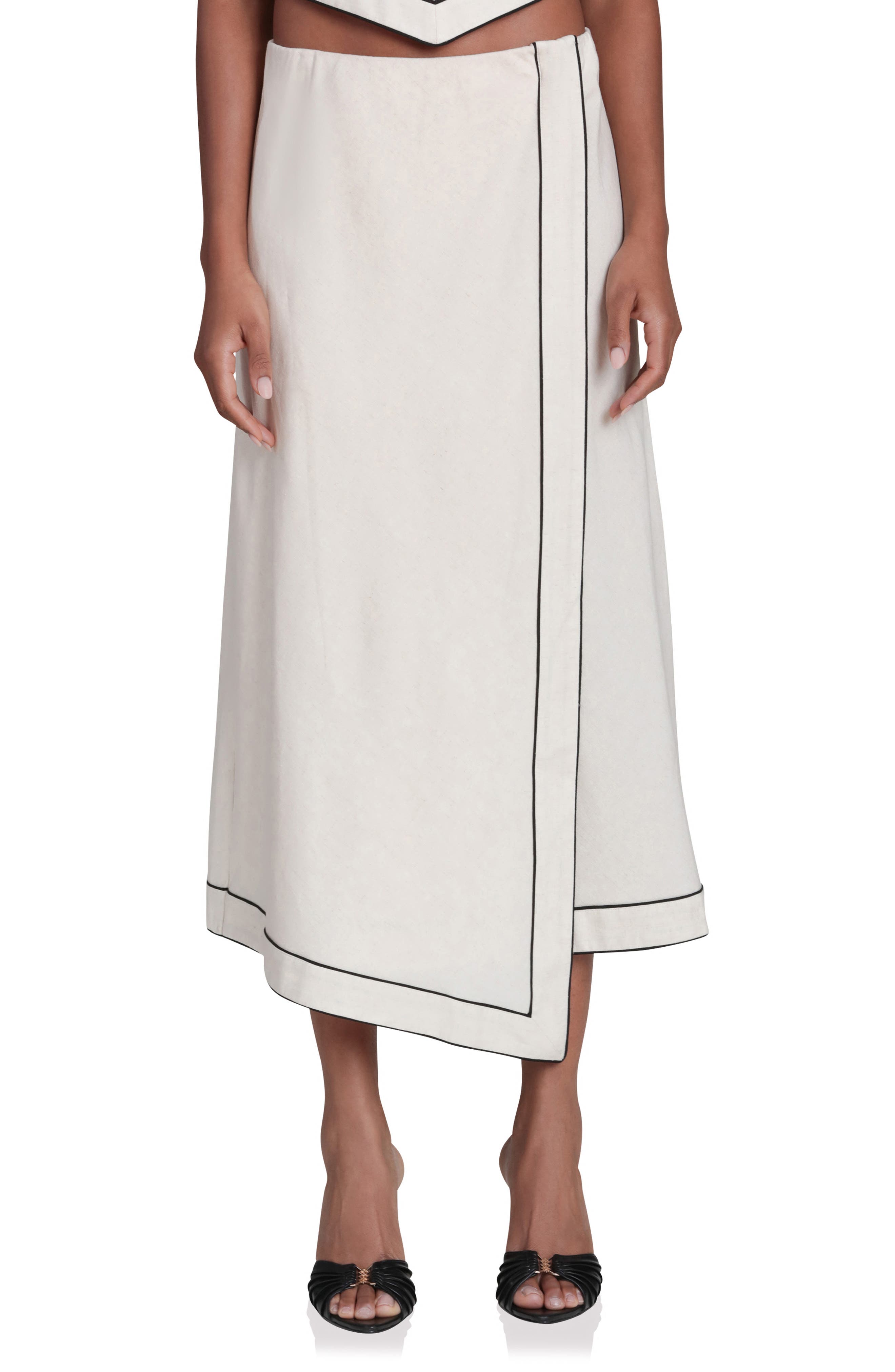 Asymmetric Faux Wrap Midi Skirt