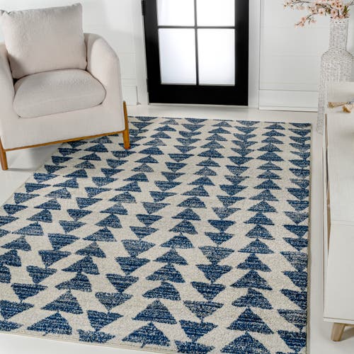 Jonathan Y Aisha Moroccan Triangle Geometric Area Rug In Cream/navy