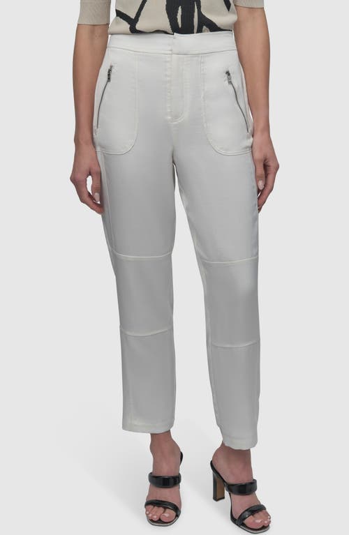 Dkny Zip Pocket Satin Pants In Ivory