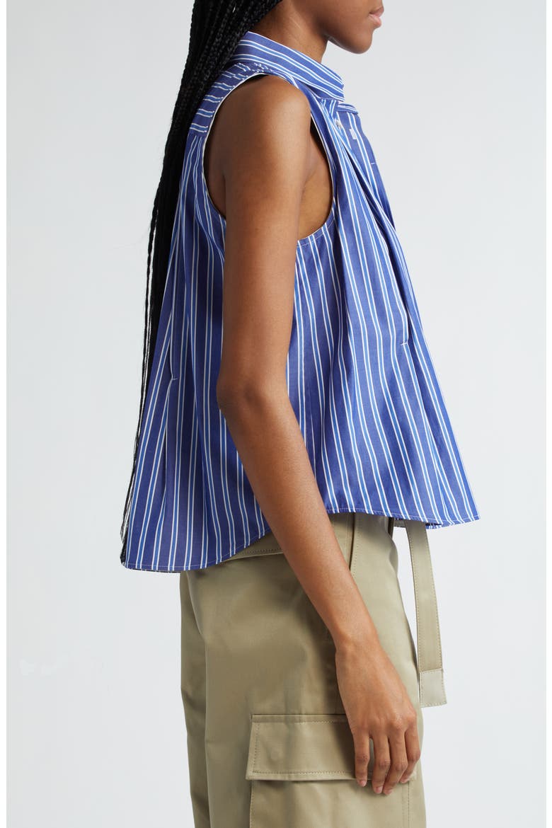 Stripe Sleeveless Cotton Poplin Button-Up Shirt, Alternate, color, STRIPE