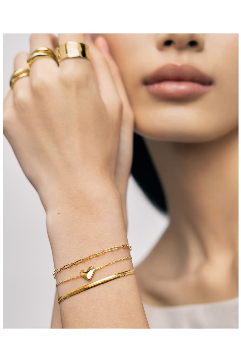 Heart Chain Bracelet, Alternate, color, 18CT GOLD VERMEIL