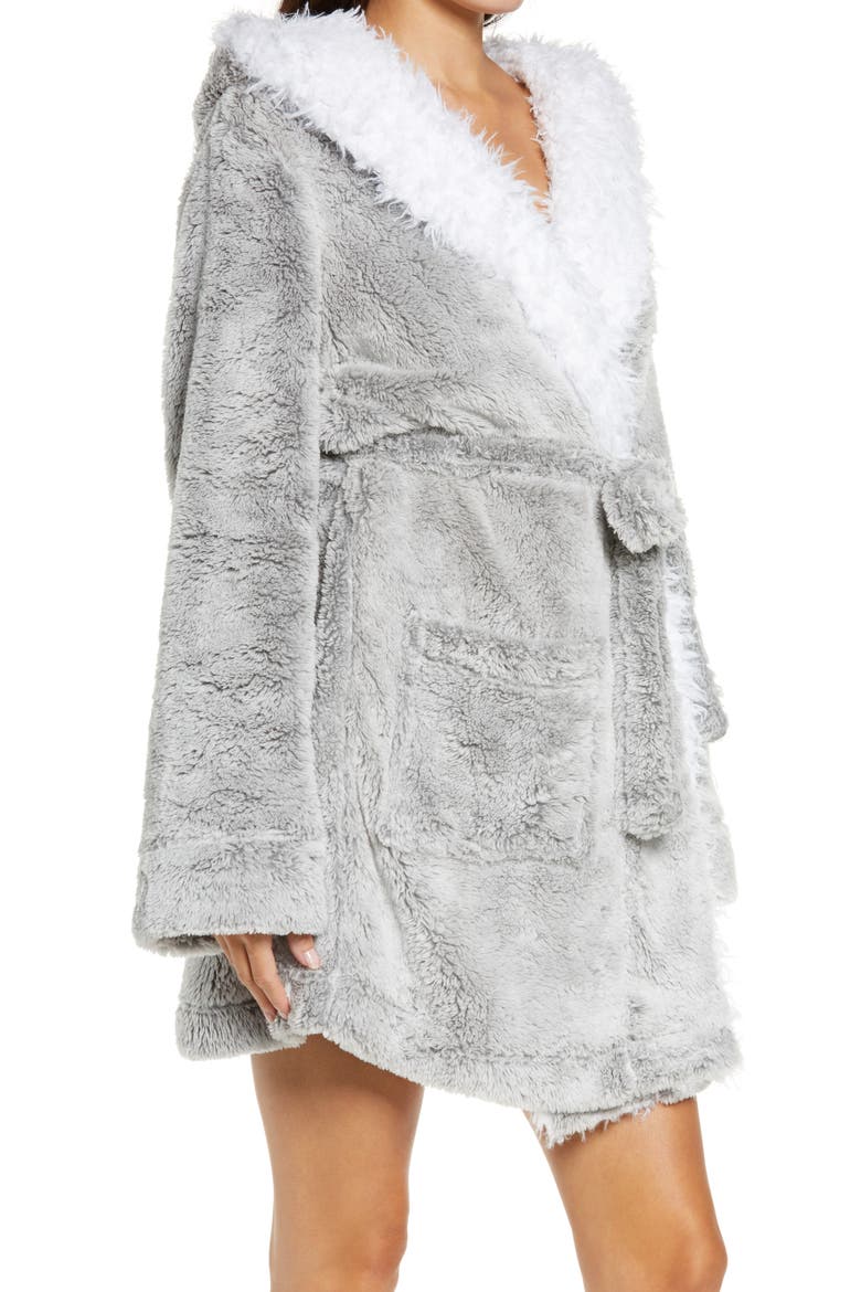 Intimates Be Mine Hooded Robe, Alternate, color, ASH