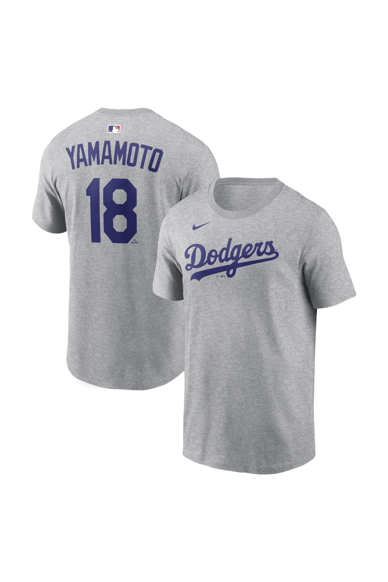 Men's Nike Yoshinobu Yamamoto Heather Gray Los Angeles Dodgers Name & Number T-Shirt, Main, color, Heather Gray
