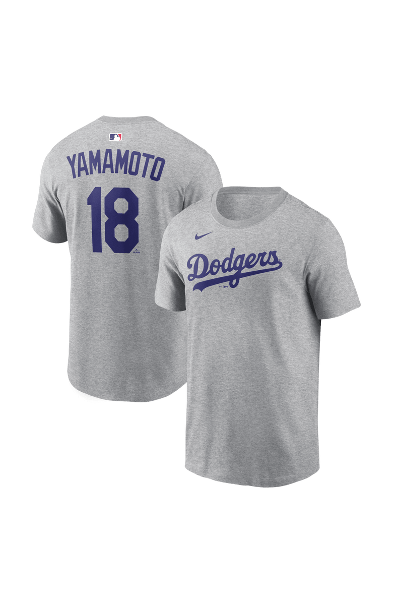 Nike Men's Nike Yoshinobu Yamamoto Heather Gray Los Angeles Dodgers Name & Number T-Shirt, Main, color, Heather Gray