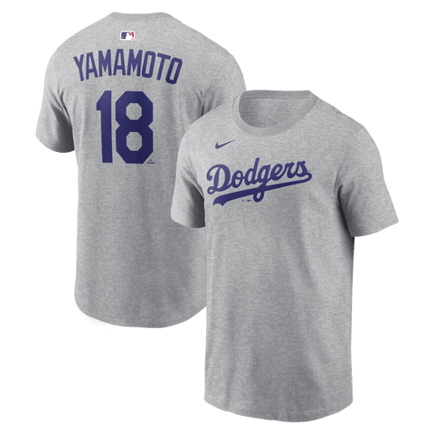 Men's Nike Yoshinobu Yamamoto Heather Gray Los Angeles Dodgers Name & Number T-Shirt