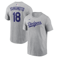 Nike Men's Nike Yoshinobu Yamamoto Heather Gray Los Angeles Dodgers Name & Number T-Shirt