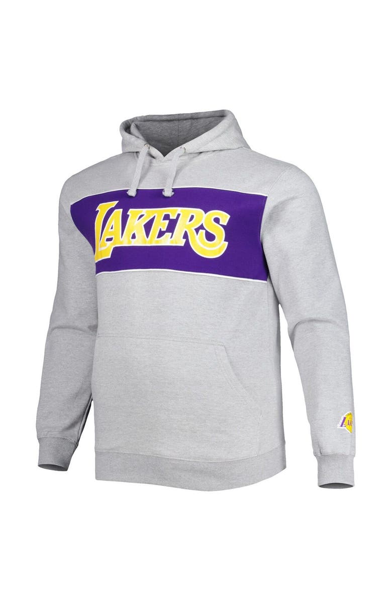 FANATICS Men's Fanatics Branded Heather Gray Los Angeles Lakers Big & Tall Wordmark Pullover Hoodie, Alternate, color, Heather Gray