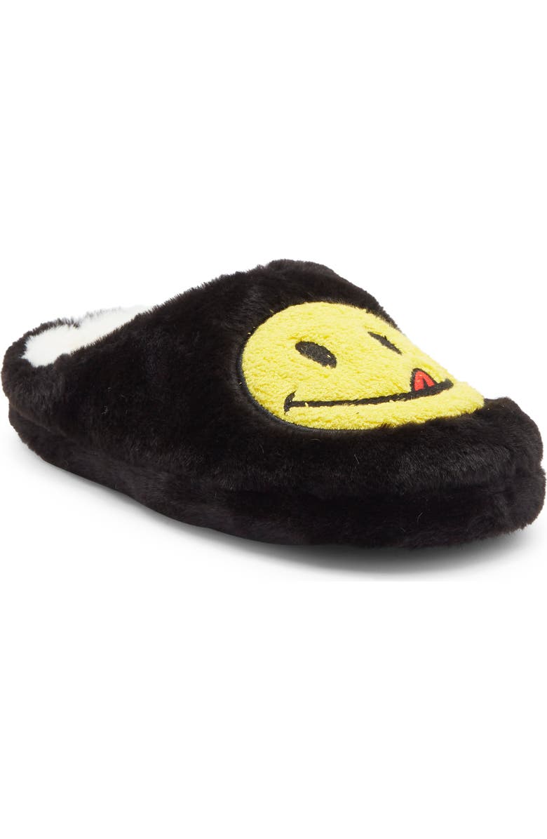 JOE BOXER Plush Mr Lucky Faux Fur Slipper, Main, color, Black