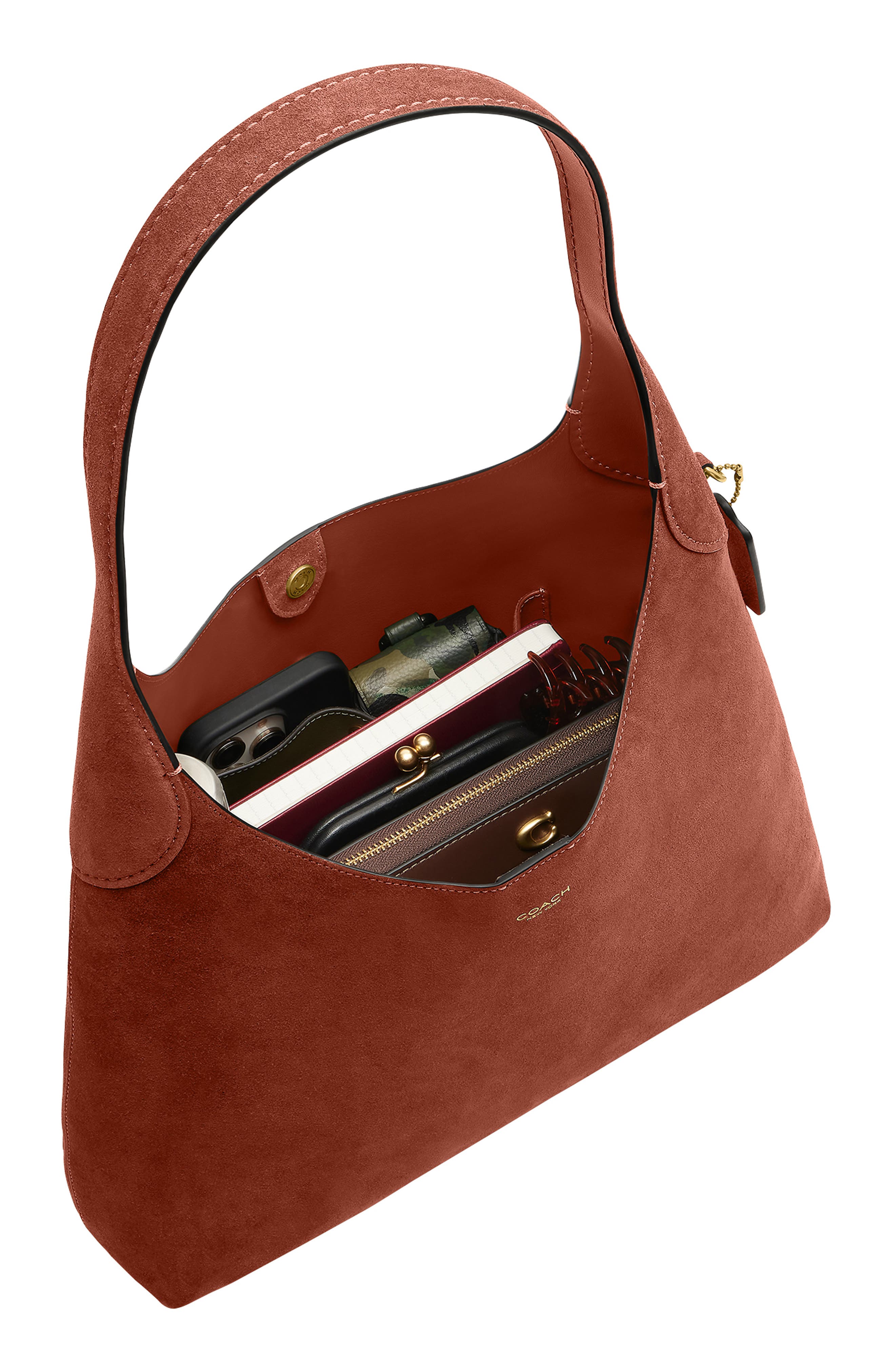 Brooklyn 34 Suede Shoulder Bag, Alternate, color, CLAY