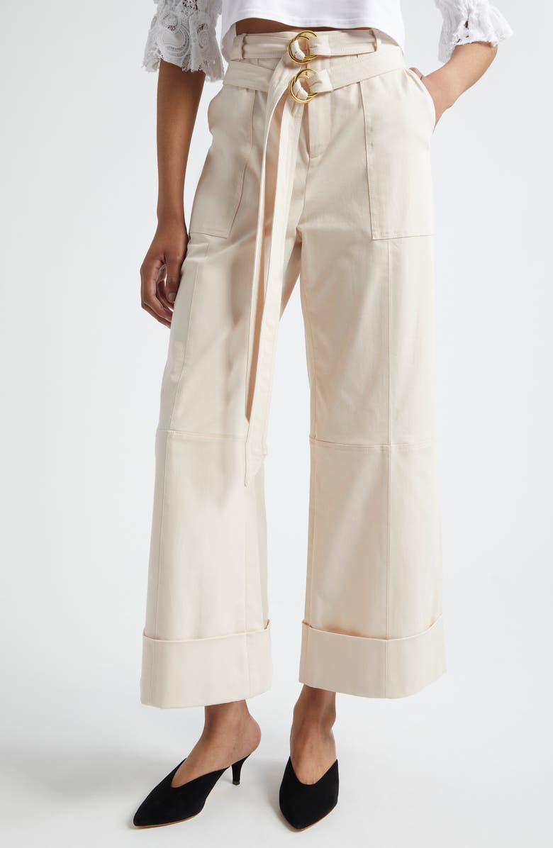 Cinq à Sept Winona Double Belt Stretch Brushed Cotton Twill Pants, Main, color,