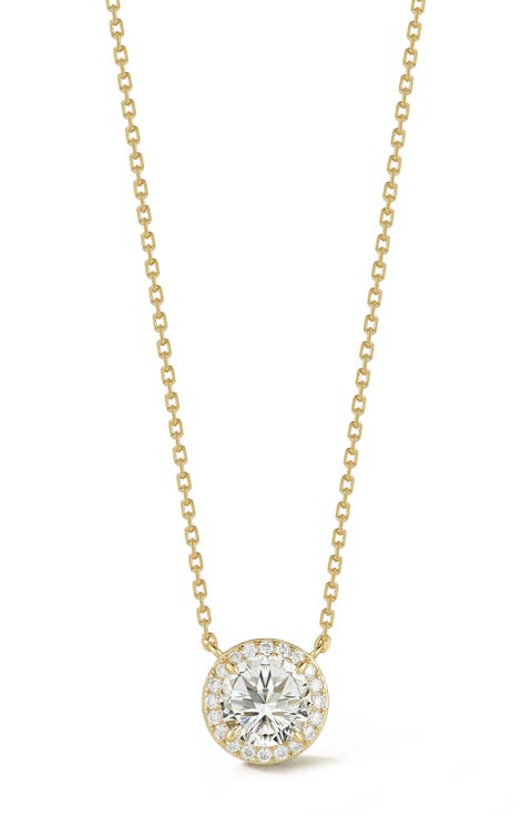 Moissanite Halo Pendant Necklace