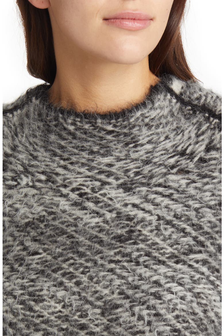Edith Houndstooth Jacquard Mock Neck Sweater, Alternate, color, BLACKMULT