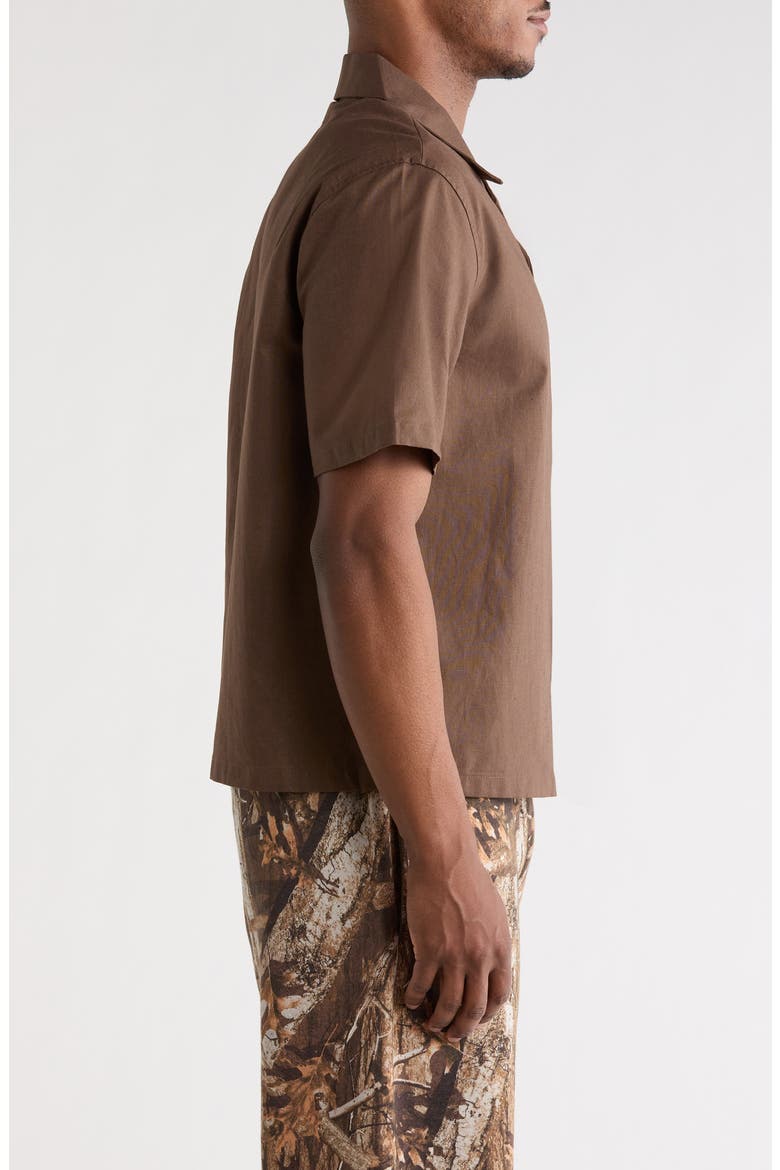 Elai Cotton & Linen Camp Shirt, Alternate, color, BROWN